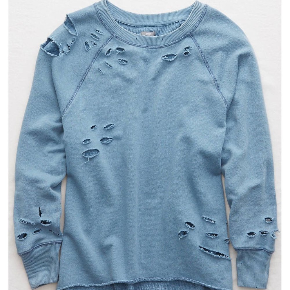 Aerie Super Distressed Crewneck XL